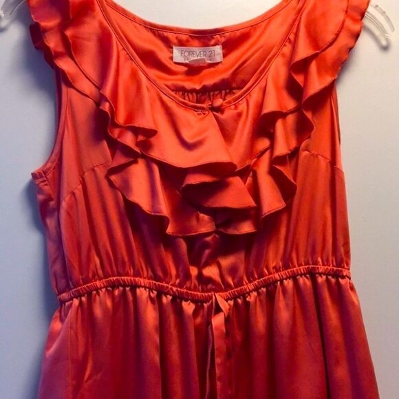 Forever 21 Ruffle Mini Cute Dress Small Orange - Picture 1 of 3